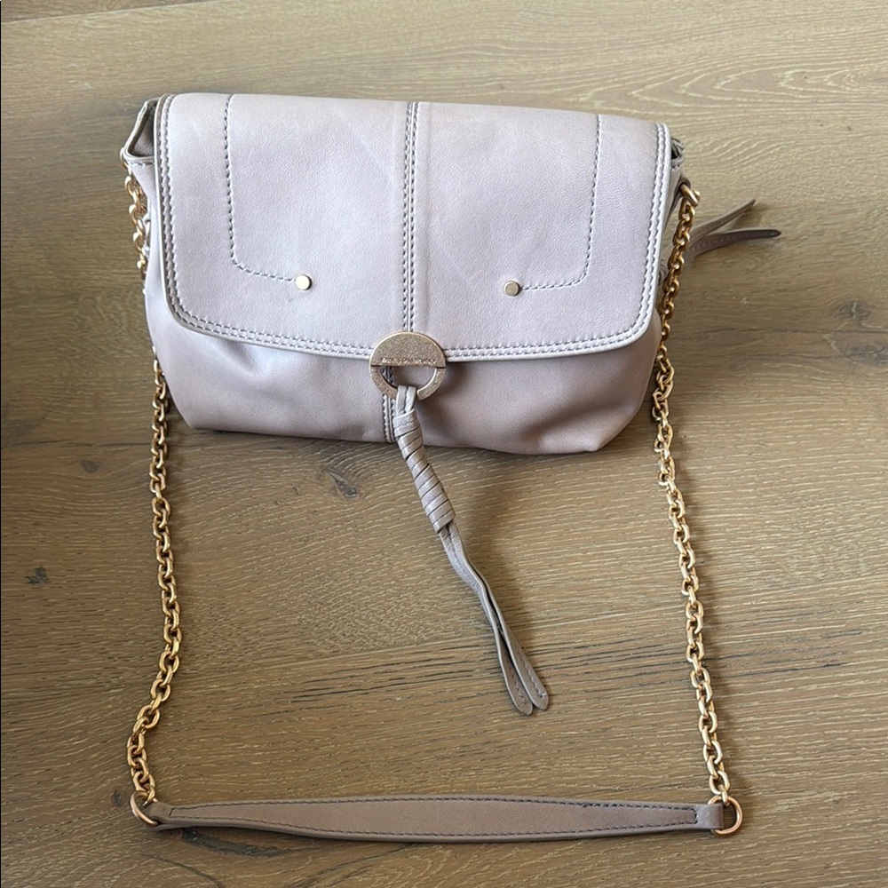 Vanessa Bruno, Women’s Taupe Crossbody Bag with Gold Chain